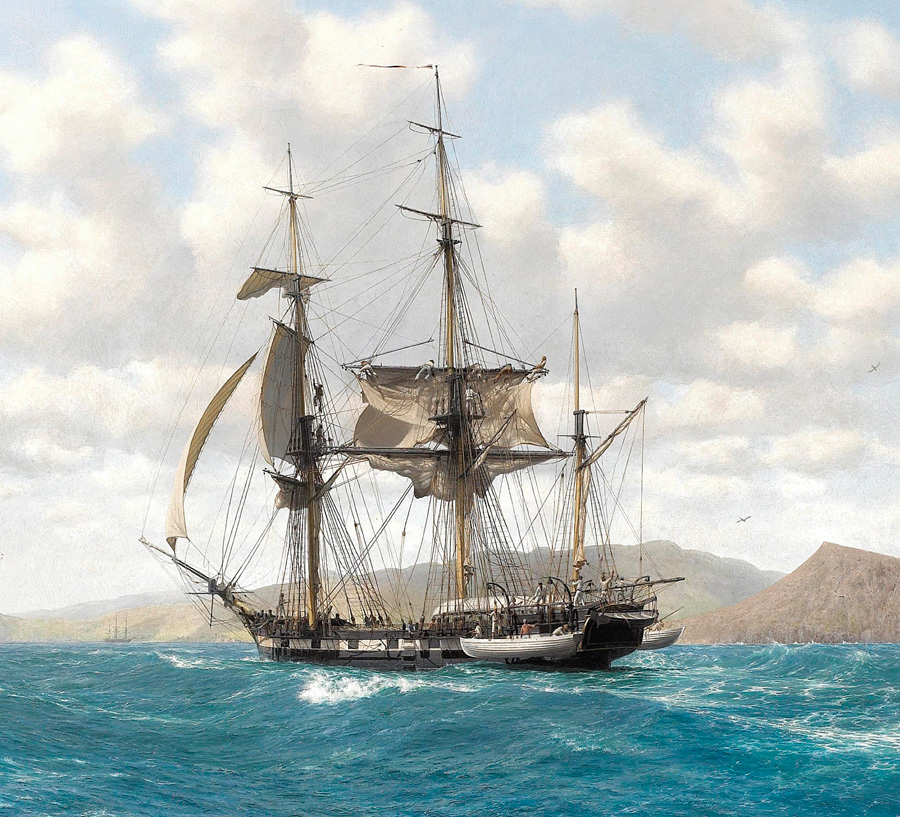 HMS Beagle in the Galapagos by John Chancellor