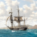 HMS Beagle in the Galapagos by John Chancellor